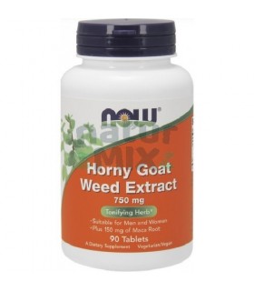 Horny Goat Weed 750mg cu Maca 150mg - 90 tablete NOW FOODS
